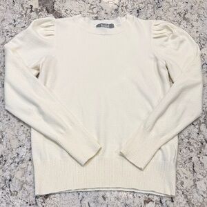Marled Cream Ruffle shoulder sweater